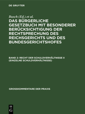cover image of Recht der Schuldverhältnisse II (einzelne Schuldverhältnisse)
